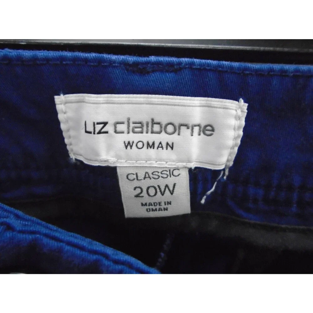 Liz Claiborne Women's Straight Pants Blue Plus Size 20W (46x27) Cotton Blend - Picture 3 of 9